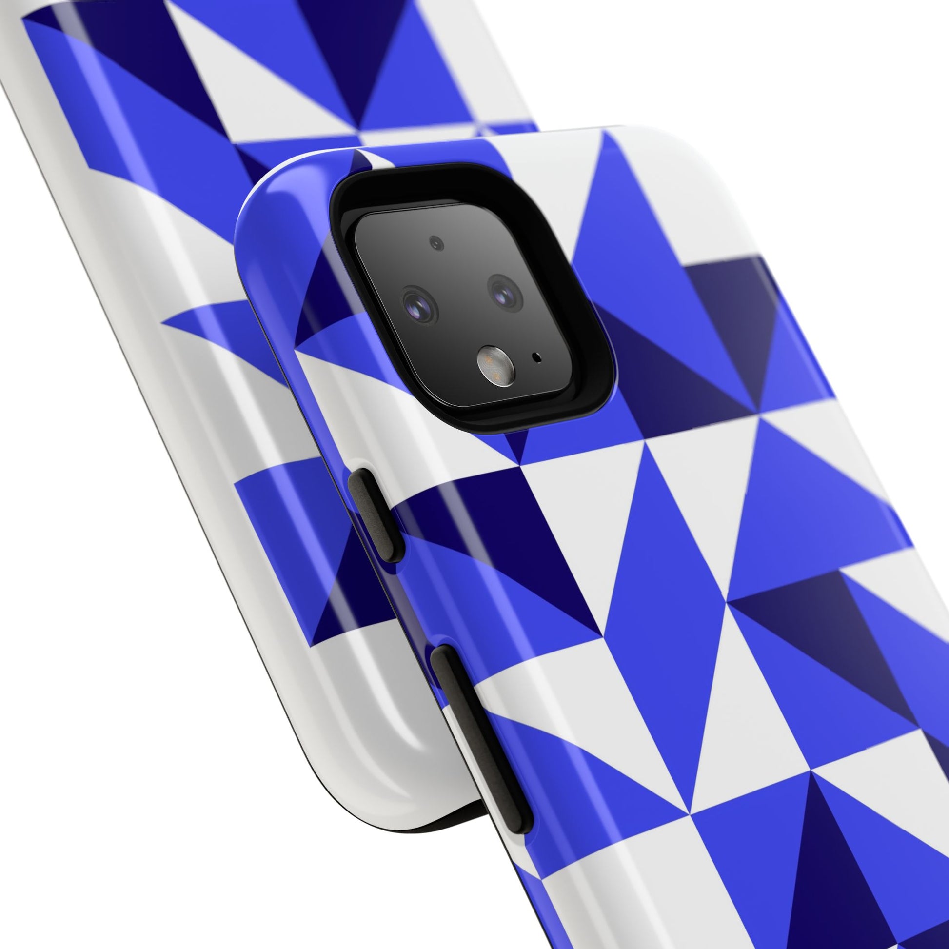 Blue Geometric Phone Case, Tough Cases, Stylish Phone Cover, Great for Gifts, Trendy Accessory, Abstract Pattern Design - FORMO