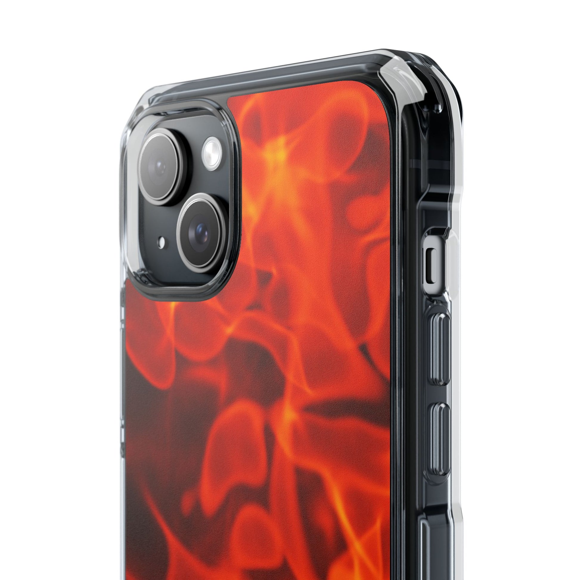 Magnetic Clear Phone Cases with Fiery Design, Protective Case for iPhone, Customizable Tech Accessory, Unique Gift Idea, Holiday Gift - FORMO
