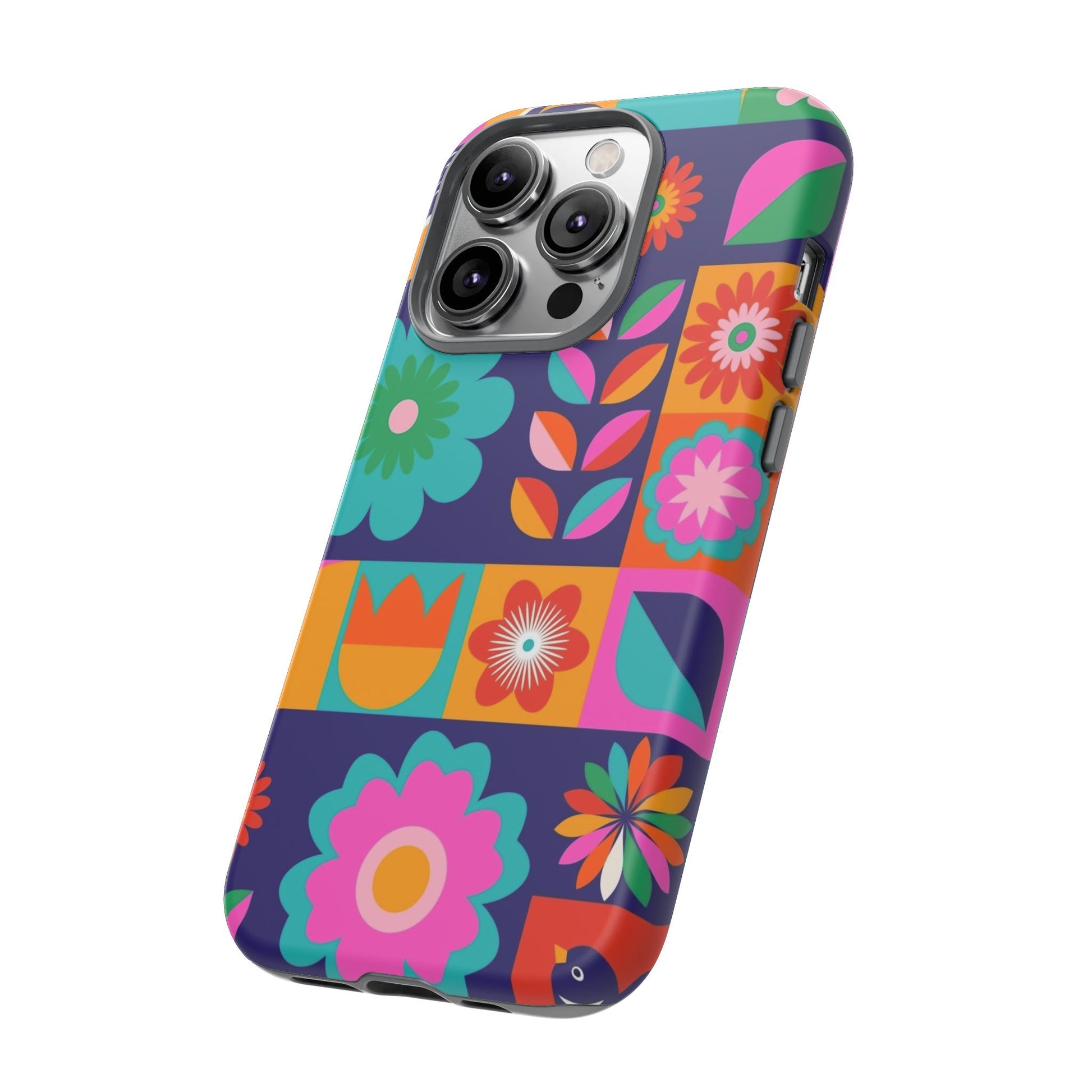 Colorful Floral Phone Case, Tough Cases for Protection, Vibrant Design Cover for Gift, Stylish Cell Phone Accessory, Fun Floral Designs - FORMO