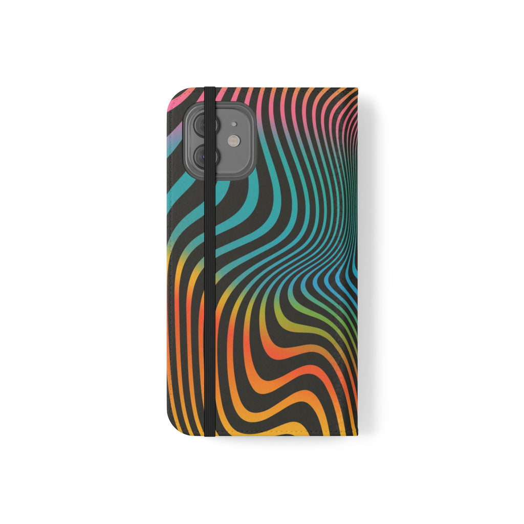 Vibrant Abstract Flip Case for Phone, Colorful Phone Wallet, Trendy Protective Cover, Unique Gift for Tech Lovers, Modern Accessories - FORMO