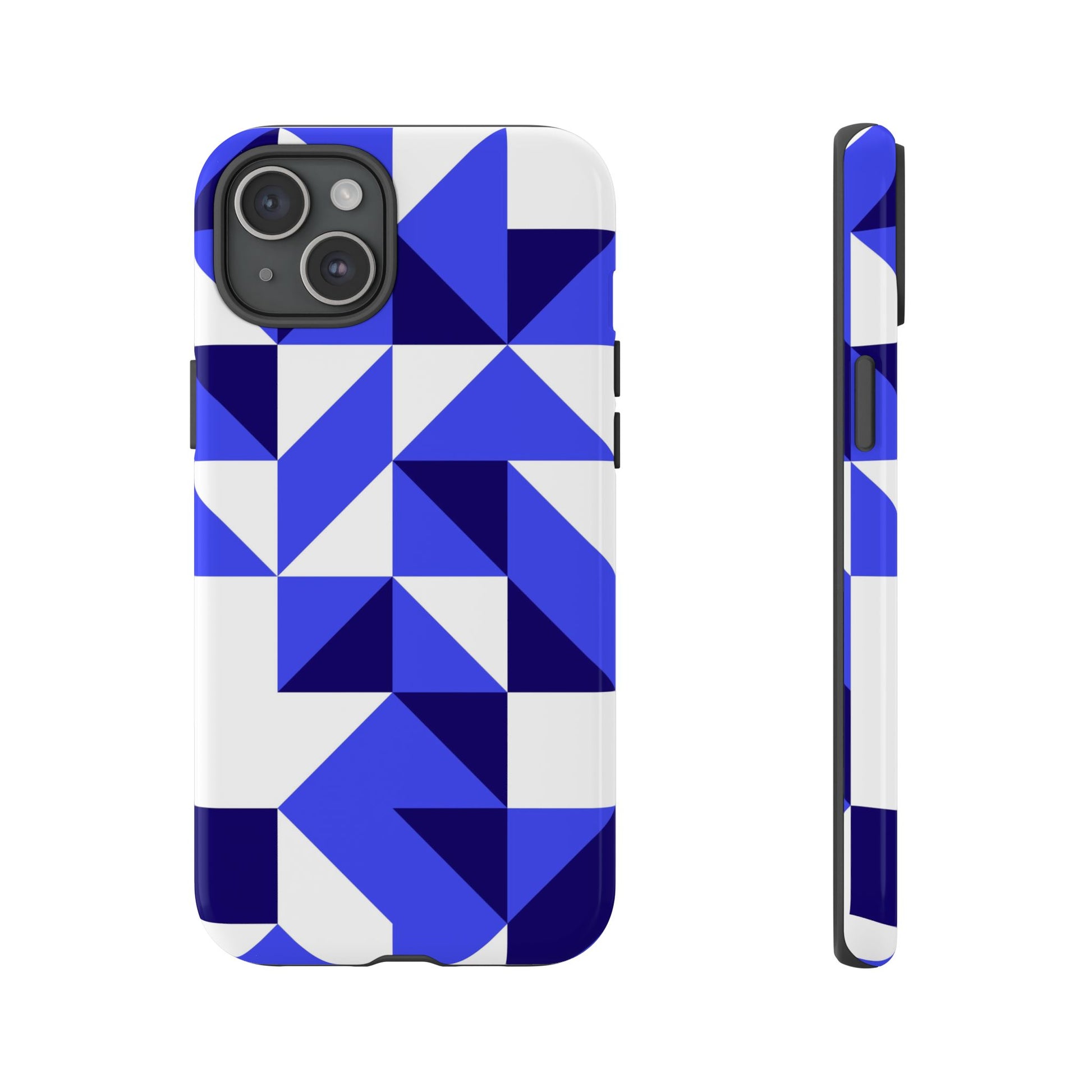Blue Geometric Phone Case, Tough Cases, Stylish Phone Cover, Great for Gifts, Trendy Accessory, Abstract Pattern Design - FORMO