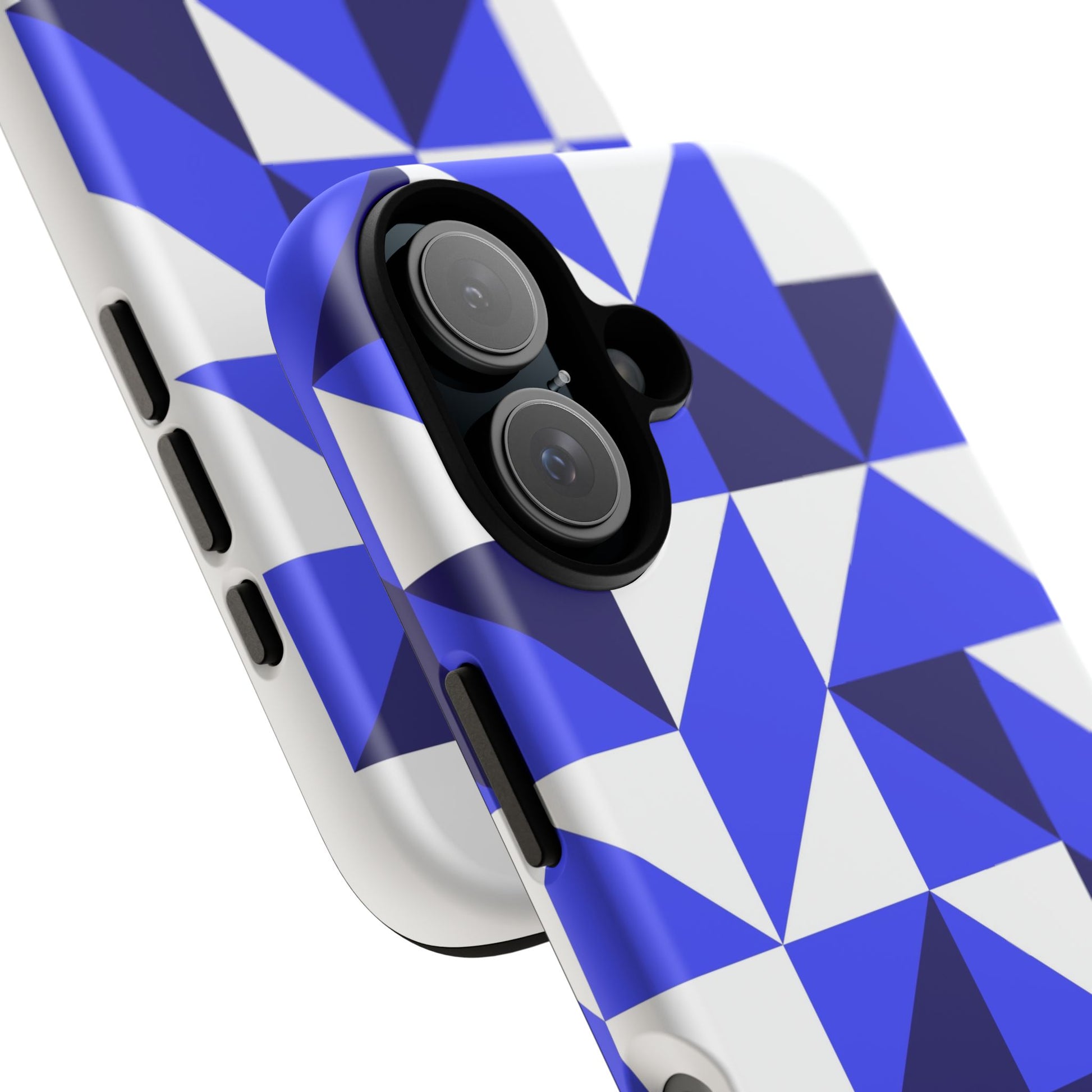Blue Geometric Phone Case, Tough Cases, Stylish Phone Cover, Great for Gifts, Trendy Accessory, Abstract Pattern Design - FORMO
