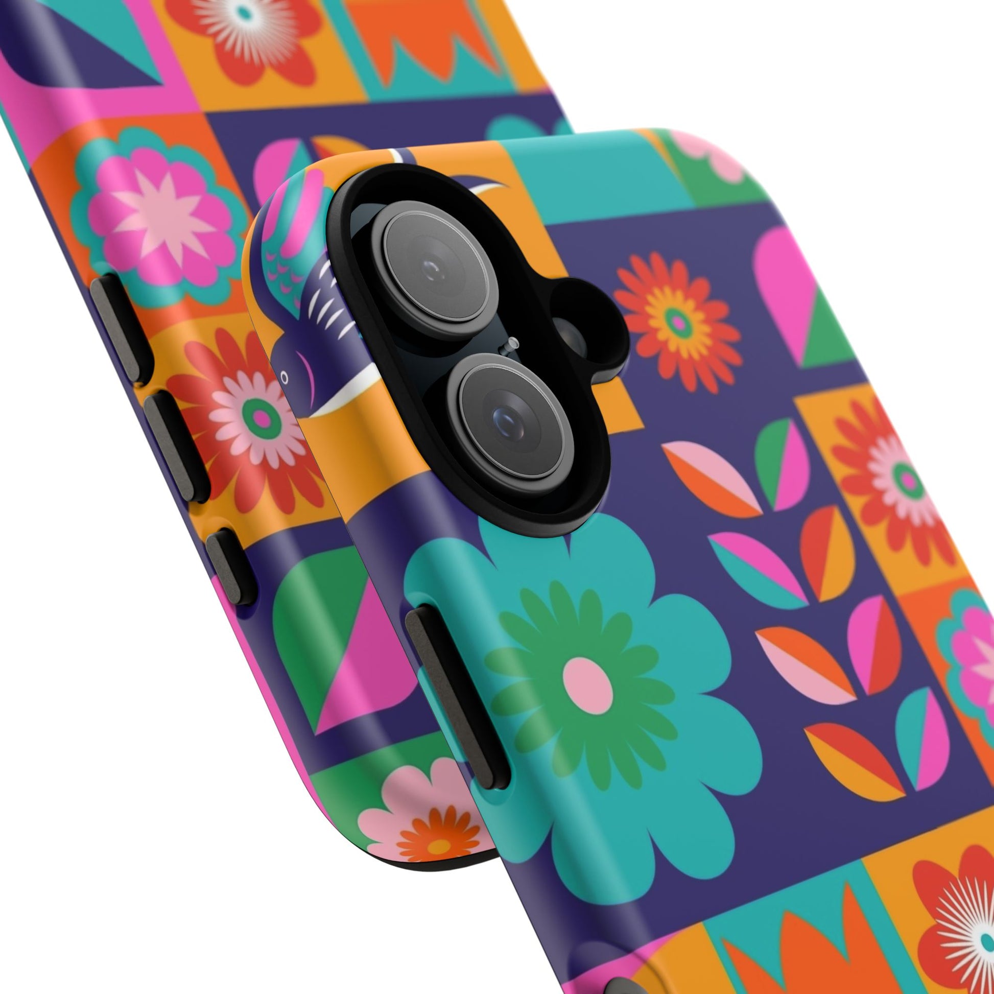 Colorful Floral Phone Case, Tough Cases for Protection, Vibrant Design Cover for Gift, Stylish Cell Phone Accessory, Fun Floral Designs - FORMO