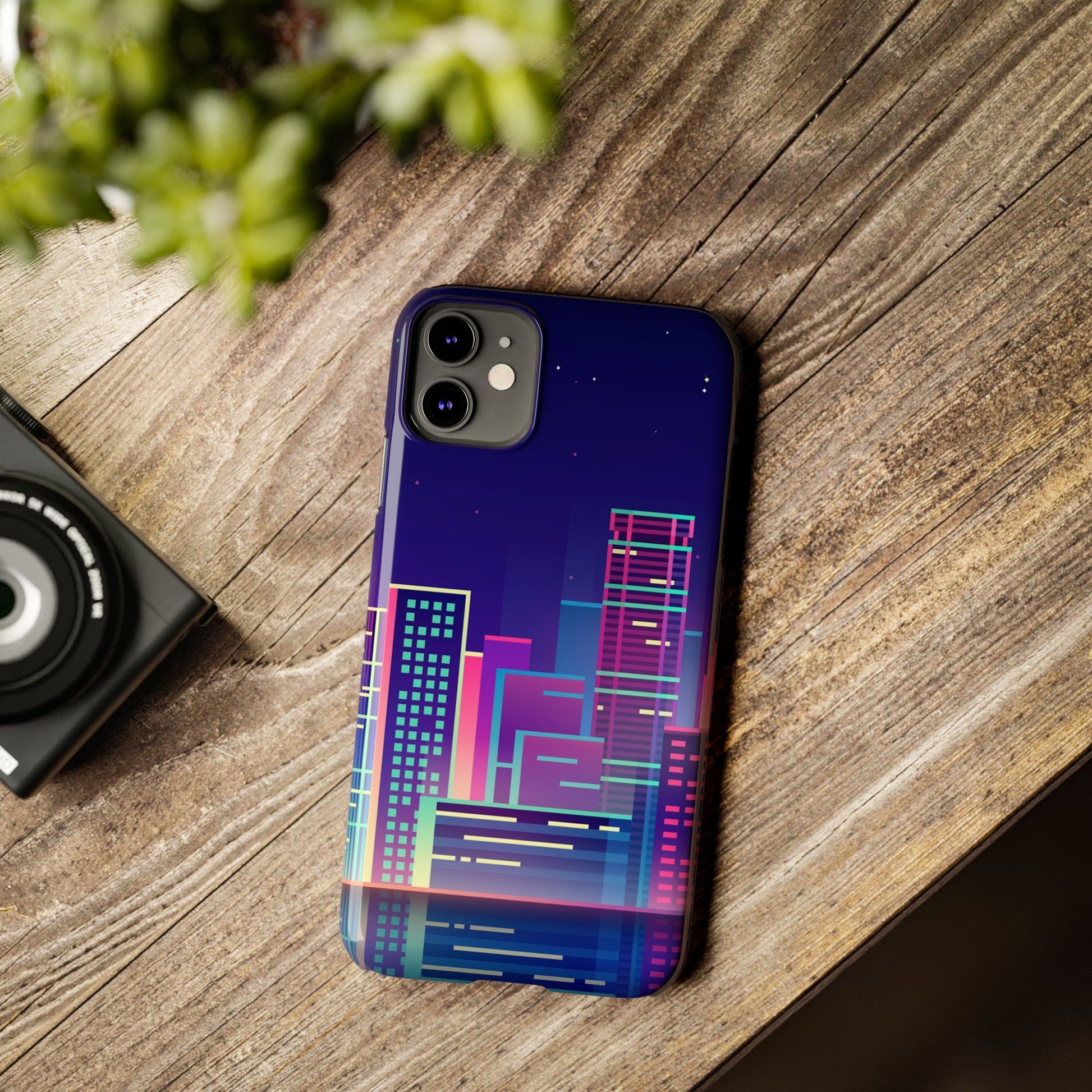 Urban Skyline Slim Phone Cases, Cityscape iPhone Cover, Colorful Night Design, Trendy Phone Accessory, Gifts for City Lovers - FORMO